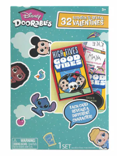 Disney Doorables Scratch to Reveal Valentine Cards, 2 Pack