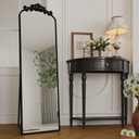 AUYHM Vintage Mirror Full Length 18x58,Black Arched Floor Length Mirrors with Stand,Antique Mirror Hanging or Leaning for Entryway/Bathroom/Fireplace/Bathroom,Black