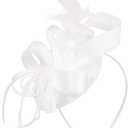 American Trends Fascinators for Women, Derby Tea Party Wedding Church Feather Hat with Headband & Hair Clip (White)