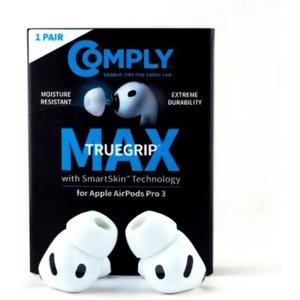 Comply TrueGrip MAX | Premium Memory Foam Replacement Earbud Tips for Apple AirPods Pro Gen 3 | Long Lasting Comfort, MAX Durability, Secure Fit, Superior Noise Isolation| White (Small) (1 Pair)