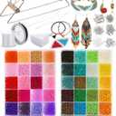 Jexine Bead Loom Kit for Adults 24000 Pcs Beading Loom Supplies with 48 Color 2 mm Glass Seed Bead Bracelets Christmas Jewelry Earring Making Tools Gifts for Women DIY Craft
