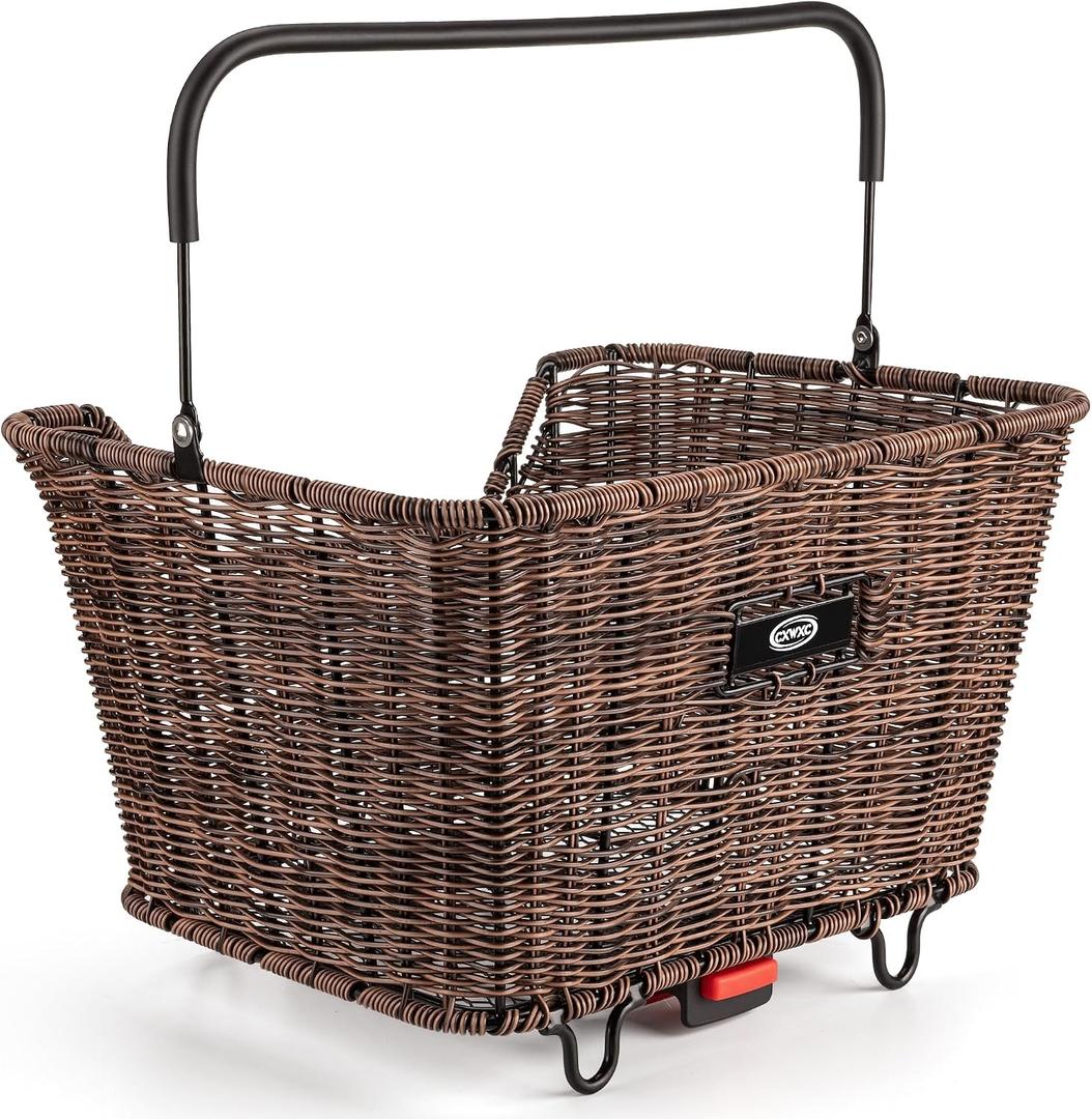 CXWXC Bike Basket Rear with Handle, Quick Release Rear Rack Mount Basket, Large