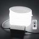 Samsion 32.8FT Outdoor LED Rope Light Waterproof COB LED Strip Lights for Indoor 6000K Cold White AC 110V/120V Dimmable Connectable LED Flexible Light Strip for Indoor Garden Building Commercial Decor