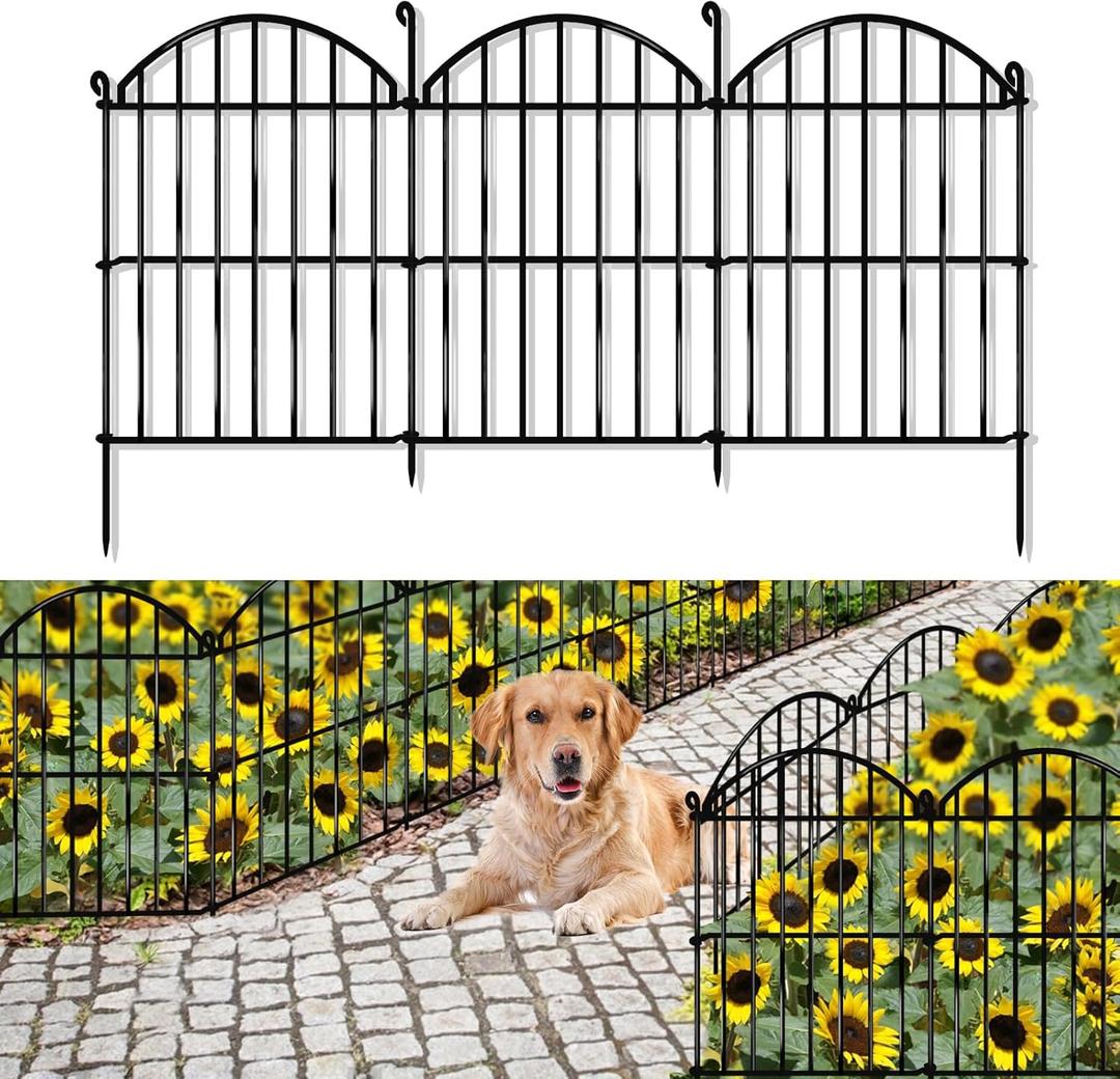 32 Panels Decorative Garden Fence, 23 in(H) x 34ft(L) Rustproof Metal Animal Barrier Fencing for Rabbit Dog, Arched Edging Ground Stake Border for Yard Patio Outdoor Decor (32Panels-17"H x 34ft(L))