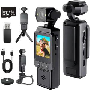 Mini Body Camera with Audio & Video Recording, Pocket Action POV Camcorder 360 Rotation 1080P FHD, 64GB Wearable Camera for Security, Work, Guard, Travel (Black)
