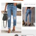 Sidefeel Women's Boyfriend Jeans Stretchy Ripped Distressed Zimbaplatinum Denim Pants Size 16(Blue)