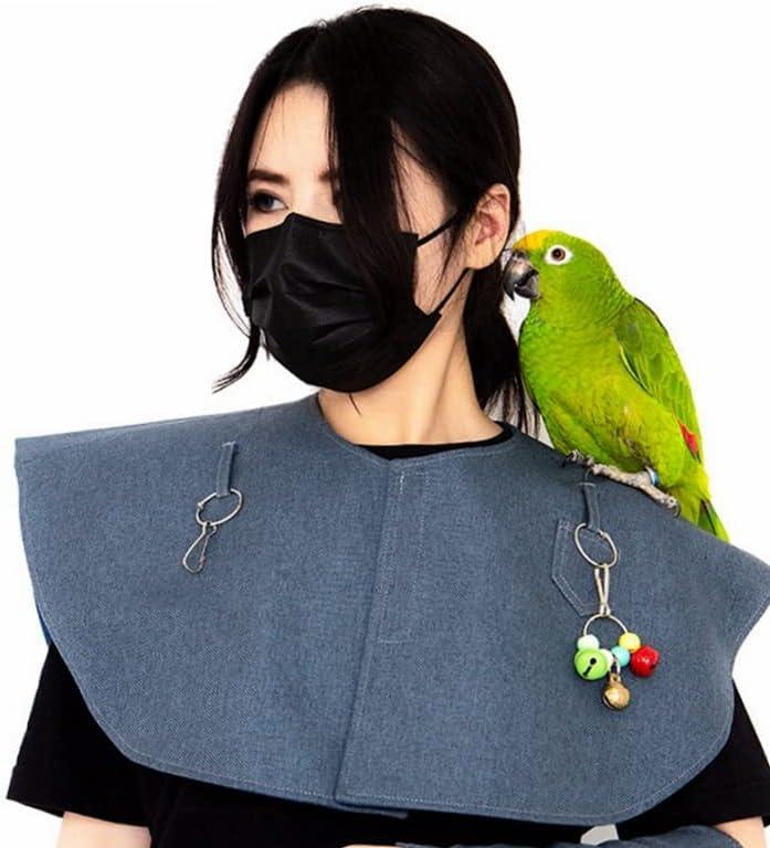 Parrot Anti-Scratch Bird Poop Shoulder Protector Birds Anklet Toys, Multi-Functional Bird Diaper Flight Suits Pee Pads Diaper Poop Shawl for Medium Cockatiel Parakeet Macaw (Shoulder Protector-Blue)