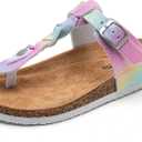 Torotto Boys Girls Cork Footbed Sandals Kids Flip Flops with Adjustable Braided Straps (Toddler/Little Kid/Big Kid) (Rainbow)
