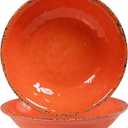 Rustic Melamine 130 OZ Serving Bowls,13.75 Durable Extra Large Melamine Pasta,Salad Serving Bowls, Set of 2, Large Fruit Bowls for Entertaining, Dishwasher Safe, Orange (13.75 inches)