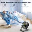 12 Inch Portable Cordless Rechargeable Floor Fan, Whisper Quiet Battery Operated Full Metal Fan, 24H Runtime, 12 Speeds, 12H Timer, USB Charging, for Camping, Outdoor Patio, Home, Garage, Bedroom