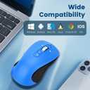 CITLLA Wireless Bluetooth Mouse (USB + BT1 + BT2), Full Size, 4-Way Scrolling, Multi-Device Silent Mouse for Computer, Laptop, iPad, MacBook (Blue)