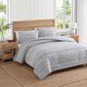 Tommy Hilfiger - King Comforter Set, Cotton Textured Bedding with Matching Shams, Medium Weight Bed Set, Oeko-TEX Certified (Danbury Stripe Blue)