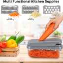 Vegetable Chopper,12-in-1 Multifunctional Food Chopper,Professional Onion Chopper with 7 Blades,Vegetable Cutter with Container for Salad,Potato,Carrot,and Garlic Essential Kitchen Tool (Silver gray)