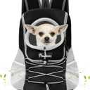 Pawaboo Pet Dog Carrier Backpack, Puppy Dog Travel Front Carrier for Small Medium Dogs Cats, Adjustable Breathable Dog Carrying Backpack with Safety Strips for Hiking, Walking (Black S Up to 5 lbs)