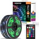 Monster 50 Foot RGB LED Light Strip with Remote Control, 270 RGB LEDs, Adhesive Backing, Coated for Moisture Protection, Dimmable, 24V Plug, 4 Modes Including Strobe, Flash, Fade & Smooth
