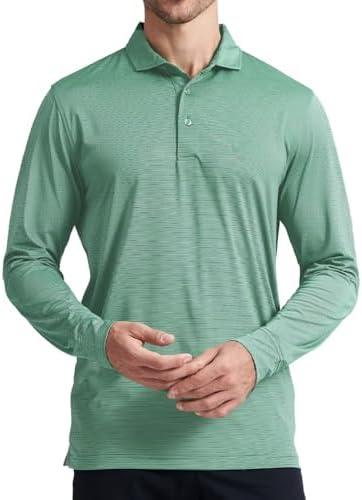 MICHEL ROUEN Golf Shirts for Men Short Sleeve Lightweight Quick Dry Pin Striped Casual Collared Polo Shirts Large