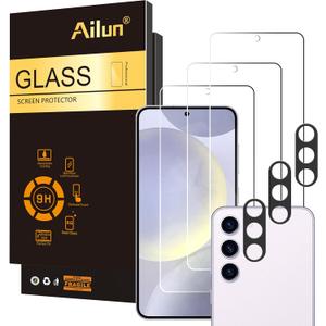 Ailun Screen Protector for Galaxy S24+ / S24 Plus [6.7 Inch] 3Pack + 3Pack Camera Lens Tempered Glass Fingerprint Unlock 0.25mm Anti-Scratch Case Friendly Clear - HD (Transparent)