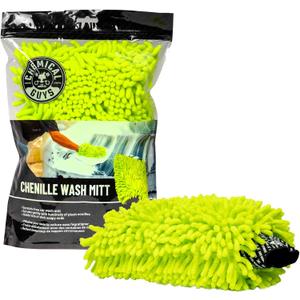 Chemical Guys Chenille Premium Scratch-Free Microfiber Wash Mitt for Car Washing - Lime Green, Ultra-Soft Car Wash Glove, Swirl-Free Finish, Safe for Trucks, SUVs, Motorcycles, and More (Regular)