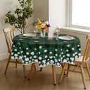 St Patricks Day Plaid Tablecloth Round 70 Inch White Green Black Buffalo Checker Lucky Clover Decorative Table Cloth Saint Patrick Holiday Farmhouse for Indoor Party Kitchen Dinner Picnic Decor