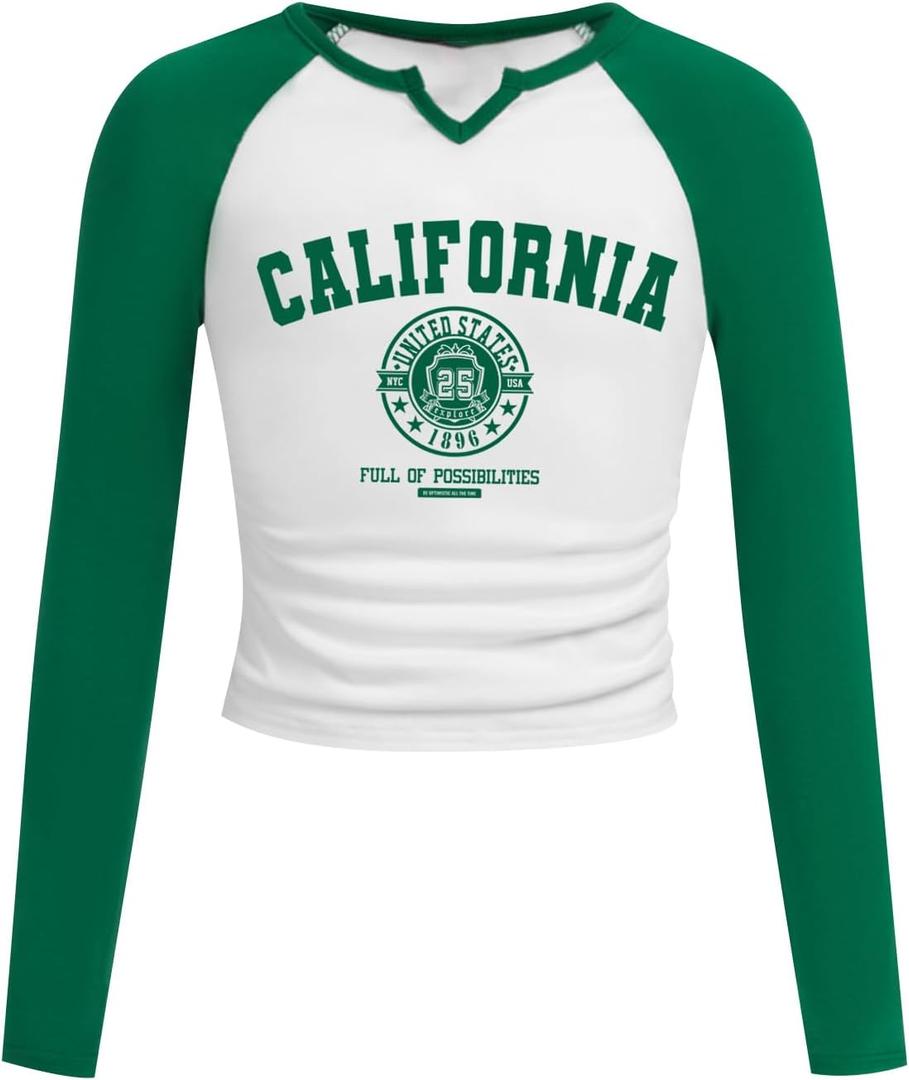 3 x SOLY HUX Girl's Long Sleeve T Shirts Cute Graphic Tees Casual Teen Tops Preppy Back to School Clothes