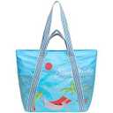 F-color Beach Bag Waterproof Sandproof - Large Family Capacity Beach Bags for Women with Sandproof Side Mesh Bag, Carry on Tote Bag for Travel Swim Pool Gym Beach Essentials, Sunshine