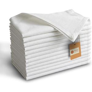 TARAN LIVING 100% Cotton Dinner Napkins Set of 12-18x18 Inch Washable White Cloth Napkins for Dining Table, Easter Party, Farmhouse Decor, Spring