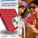 AICase for iPhone 15 Plus Case Built-in Stand with Glass Screen Protector,Heavy Duty Drop Protection Full Body Rugged Shockproof Military Protective Tough Durable Cover for iPhone 15 Plus 6.7"_6 (Energy Red/black+Glass Protector)