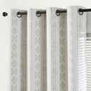 Jinchan 95% Blackout Boho Curtains 84 Inch Length for Bedroom Living Room Sage Green on Beige Geometric Printed Grommet Top Room Darkening Thermal Insulated Window Drapes 2 Panels