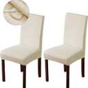 Genina Waterproof Chair Covers for Dining Room Dining Chair Covers Kitchen Parsons Chair Covers (Beige, 2 PCS)