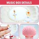 Ballerina Music Box, Pink Shell Music Box with Mirror, Jewellery Melody Box for Birthday, Wedding, Valentine's day