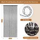 Boshen Handmade Bamboo Beaded Curtains for Doorways, 65 Strands 35.5x78.7inch Natural Wood Boho Hanging Door Beads Curtains Room Divider for Home Decor Hallway Window(Black), 35.5"W x 87.7"L