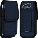 ykooe Cell Phone Pouch Nylon Belt Holster Case Compatible with iPhone 16/15/14/13/12/11 Pro Max & Plus Models, Samsung Galaxy S24/S23/S21 FE, BlueXL