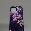 Case for iPhone 14,Fits Glossy Case Design for Girl Women,Stained Glass Flower Floral Purple