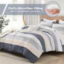 Litanika Comforter Set Queen Size Blue Yellow - 3 Pieces Lightweight Blue Yellow White Colorblock Stripe Fluffy Bedding Comforter Sets, All Season Bed Set