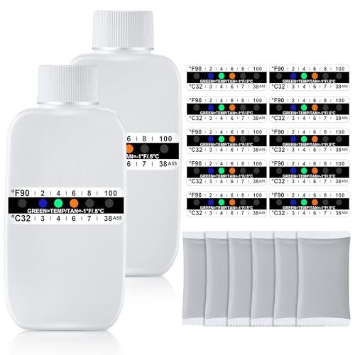 Dunkive 18pcs Urine Test Complete Kit Includes 2pcs 3.3oz/100ml Translucent Bottle, 10pcs Adhesive Urine Temperature Test Strips, 6pcs Warmer Pack for Urine Insulation, Portable Urine Test Kit at Home