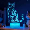 Cat Gifts, Cute Kitty Night Light, 3D Illusion Lamp with 16 Colors Changing, Remote Control with Timer, Kids Room Decoration Gift for Women Teens Girls Kids Birthday Christmas