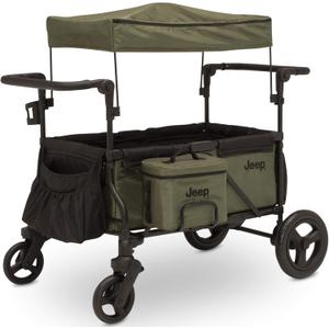 Jeep Deluxe Wrangler Stroller Wagon with Cooler Bag and Parent Organizer by Delta Children, Black/Green