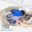 Deshedding Glove & Detangling Comb Set for Dogs Cats - Grooming Brush for Shedding, Bathing, Bonding, Small Animals & Horses - Right Hand Use (Blue)