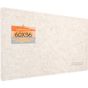 Lightomorrow Large Bulletin Board - 60 x 36 Inches, Decorative Felt Pin Board for Wall - 5' x 3' Foldable Photo Display Board with Self-Adhesive Tape, Includes 20 Push Pins -Oatmeal, 6036 inches