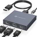 Displayport Splitter 3 Monitors Dual DP with HDMI Adapter 4K60Hz Extended Display 1 in 3 Out Displayport MST Hub for Multiple Monitors Compatible for PC, Graphics Card, Lenovo, HP and More