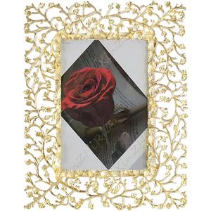 4 x 6 gold frame picture frame, standing display, table top and wall display, perfect for home decor, memorial weddings and graduations, art, 1 piece set (gold, 4 x 6 inches)