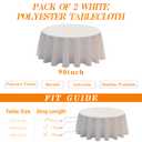 WIGENIUS 2 Pack White Table Cloth Round Tablecloths 90 Inch,Polyester Table Cloth for 5 Foot Round Tables,Wrinkle Resistant Washable Fabric Table Covers for Party,Wedding Banquet