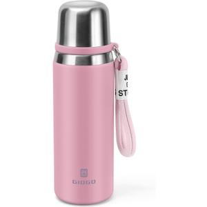 Stainless Steel thermo Bottles with cup 700ml/23.7oz Vacuum Insulated Bottle for hot and cold coffee drink water thermo flask with cup.(Pink,700ml)