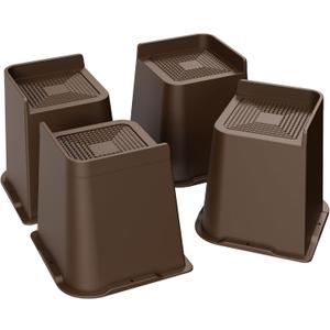 Bed Risers 2 inch, 3 inch, 4 inch, 6 inch or 8 inch Heavy Duty Furniture Risers, Up to 6000 Lbs L Shaped Design Bed Lifts Blocks for Couch Desk Sofa Table (Dark Brown 4 Pack, 6 Inch)