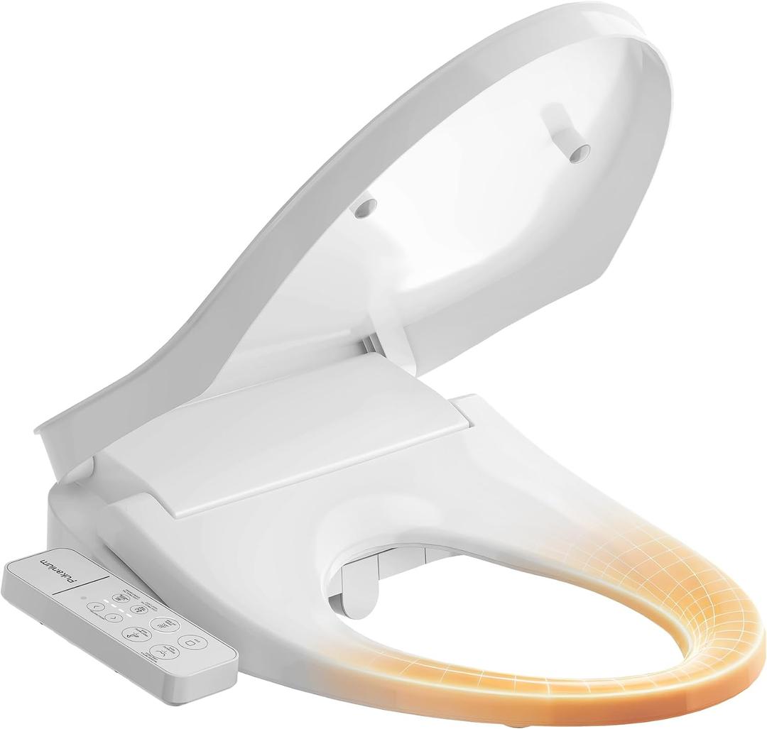 Heated Smart Toilet Seat with Feminine Wash & Dryer, Elongated Bidet with Adjustable Water Temperature, Pressure & Nozzle Position, Easy Installation & Soft-Close Lid for Modern Bathrooms
