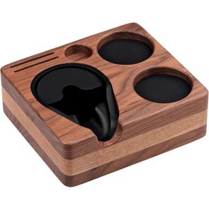 Normcore Tamping Station, Natural Walnut Espresso Tamping Mat, Wooden Compact Coffee Tool Organizer for 58mm Portafilter, Tamper, Distributor, Puck Screen and Portafilter, Genuine American Walnut Wood