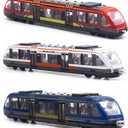 OTONOPI Toy Train Set High Speed Locomotive Engine Die Cast Model Car Sliding Linked Subway Bullet Train Set for Kids Pack of 3