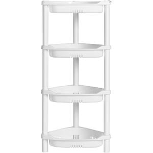 ELYKEN 4 Tier Shower Caddy Organizer Shelf Corner, 14.4 x 11.2 x 31.5 Inches, Rustproof, Plastic Shower Rack Stands for Inside Bathroom, Bathtub, Shower pan, White