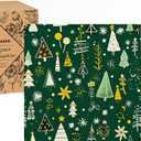 Premium Designer Paper Napkins, 3-Ply 6.5 x 6.5-inches Fold Disposable Decorative Winter Guest Christmas Holly Green Festive New Year Tree Party Lunch Dinner Napkin (50, Festive Green)