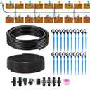 49.2FT/15M Rotary Sprinkler Drip Irrigation System, Adjustable Complete Drip Irrigation Kit with Rotary Sprinkler, 1/2" and 1/4" Irrigation Tubing and Barbed Fittings for Garden,Raised Bed,Yard,Lawn